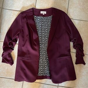 Skies Are Blue Maroon Blazer with Patterned Lining